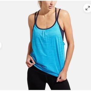 Athleta Shadow Stripe Energize Tank Women's Small Blue